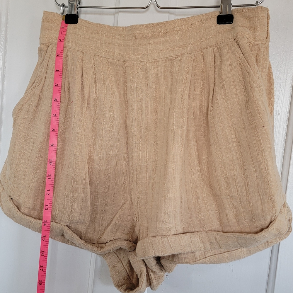 Free People Women's Linen Tan Shorts